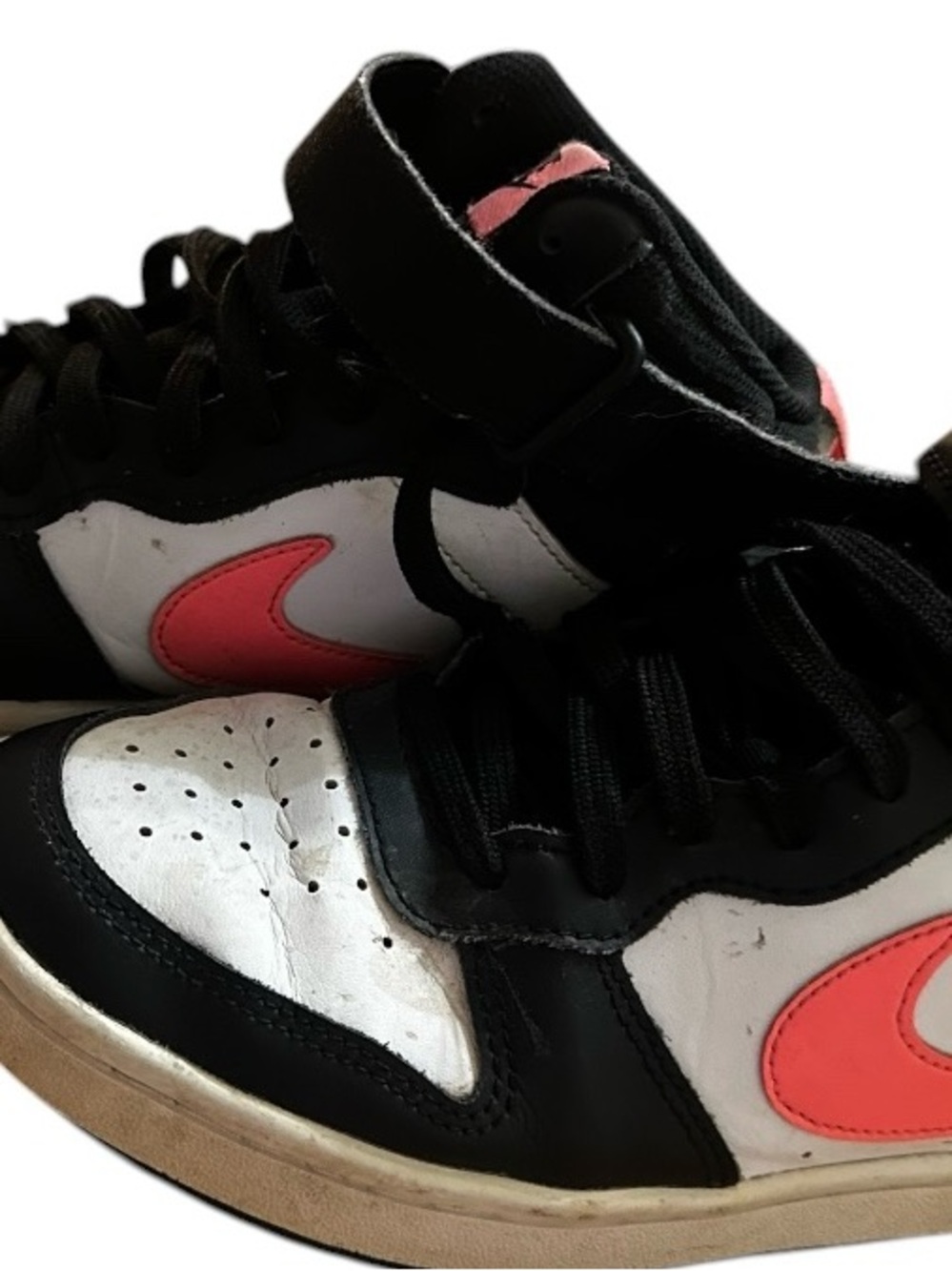 Nike Kids High-Top Sneakers in Black, White & Pink